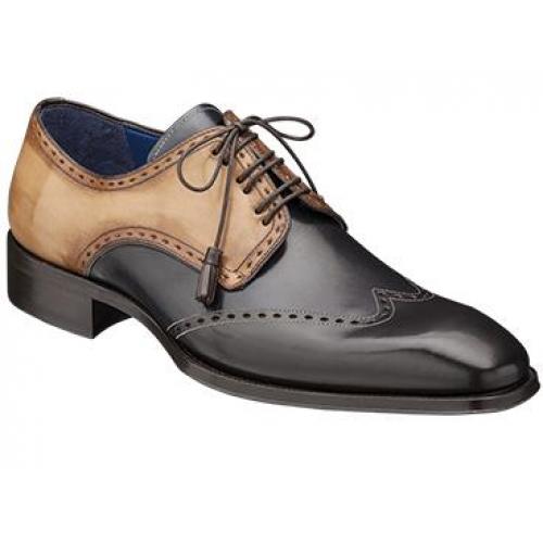 Mezlan "Trevi" Brown Multi Genuine Artisan Perforated Wing Tip Oxford Shoes